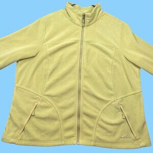 Eddie Bauer Mens Full-Zip Lime Green Fleece Jacket Pullover Pockets Size XXL